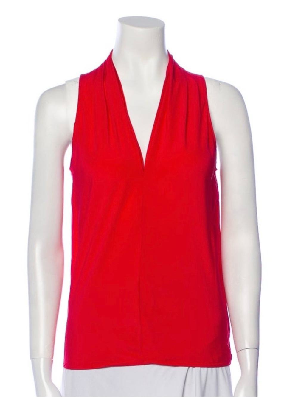 Ramy Brook Red Sleeveless V-Neck Draped Tank XS
